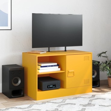 vidaXL Έπιπλο Τηλεόρασης Μουσταρδί Κίτρινο 67x39x44cm από Ατσάλι