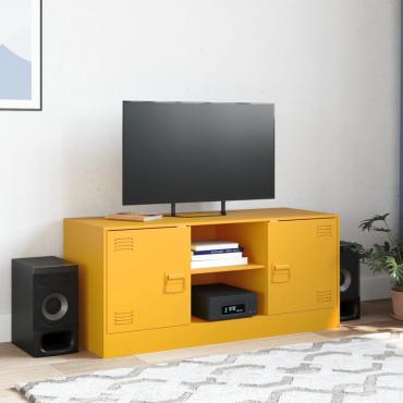 vidaXL Έπιπλο Τηλεόρασης Μουσταρδί Κίτρινο 99x39x44cm από Ατσάλι