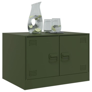 vidaXL Τραπεζάκι Σαλονιού Πράσινο Λαδί 67x50x44cm από Ατσάλι 1 τεμ.