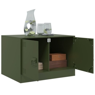 vidaXL Τραπεζάκι Σαλονιού Πράσινο Λαδί 67x50x44cm από Ατσάλι 1 τεμ.