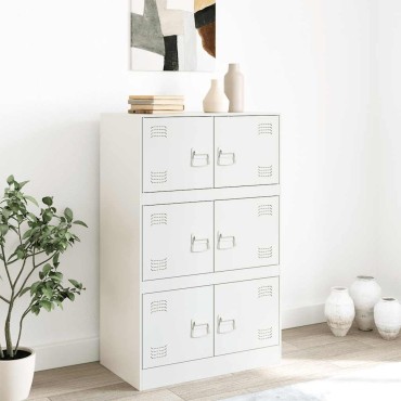 vidaXL Μπουφές Λευκός 67x39x107cm από Ατσάλι 1 τεμ.