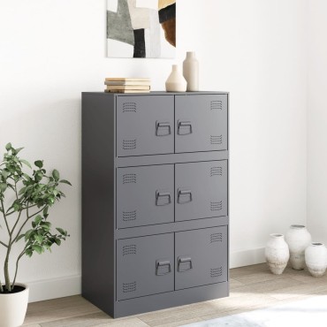 vidaXL Μπουφές Ανθρακί 67x39x107cm από Ατσάλι 1 τεμ.