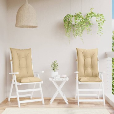 vidaXL Μαξιλάρια Καρέκλας με Πλάτη 2 τεμ. Μπεζ 120x50x7cm Ύφασμα
