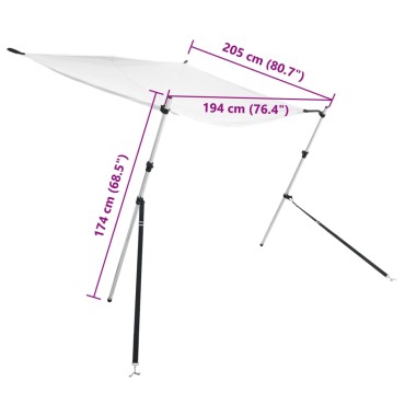 vidaXL Επέκταση Σκιάστρου Σχήμα Τ Λευκή 174x205x(115-194) εκ.