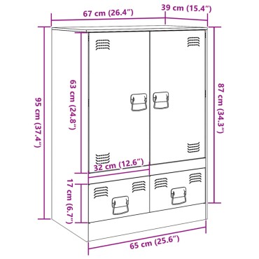 vidaXL Ντουλάπι Λευκό 67x39x95cm από Ατσάλι 1 τεμ.