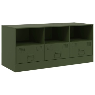 vidaXL Έπιπλο Τηλεόρασης Πράσινο Λαδί 99x39x44cm από Ατσάλι