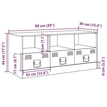 vidaXL Έπιπλο Τηλεόρασης Πράσινο Λαδί 99x39x44cm από Ατσάλι
