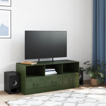 vidaXL Έπιπλο Τηλεόρασης Πράσινο Λαδί 99x39x44cm από Ατσάλι