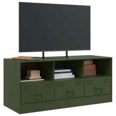 vidaXL Έπιπλο Τηλεόρασης Πράσινο Λαδί 99x39x44cm από Ατσάλι