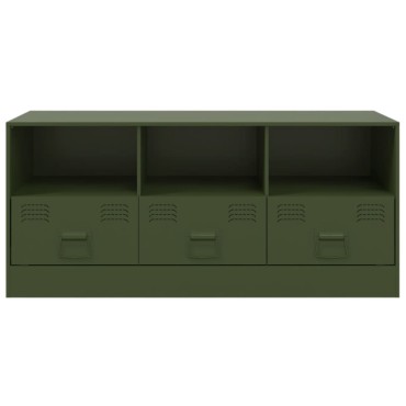 vidaXL Έπιπλο Τηλεόρασης Πράσινο Λαδί 99x39x44cm από Ατσάλι