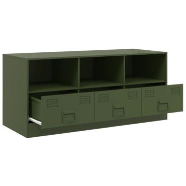 vidaXL Έπιπλο Τηλεόρασης Πράσινο Λαδί 99x39x44cm από Ατσάλι