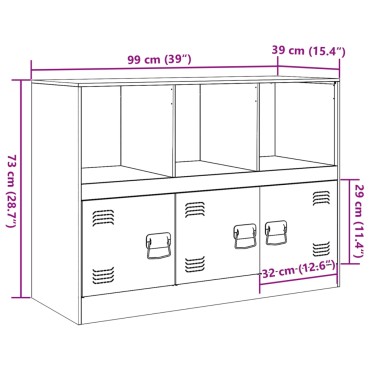 vidaXL Μπουφές Ανθρακί 99x39x73cm από Ατσάλι 1 τεμ.