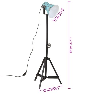 vidaXL Φωτιστικό Δαπέδου 25 W Αντικέ Μπλε 35x35x65/95 εκ. Ε27