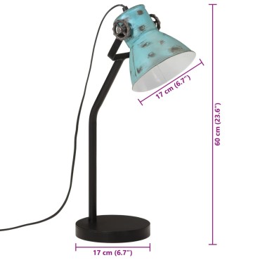 vidaXL Φωτιστικό Γραφείου 25 W Αντικέ Μπλε 17x17x60 εκ. Ε27