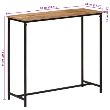 vidaXL Τραπέζι Κονσόλα 80x30x74cm από Μασίφ Ξύλο Μάνγκο/Σίδερο 1 τεμ.