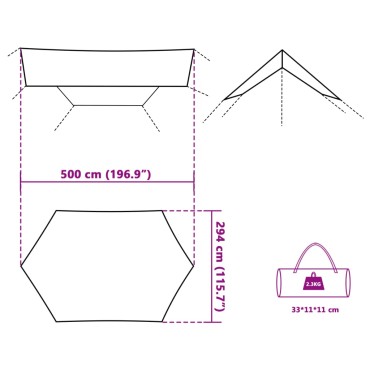 vidaXL Μουσαμάς Κάμπινγκ Αδιάβροχος Πράσινος 500x294 εκ.