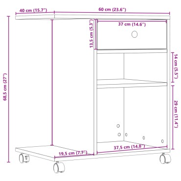 vidaXL Βάση Εκτυπωτή με Ρόδες Λευκή 60x40x68,5 εκ.