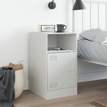 vidaXL Κομοδίνο Λευκό 34,5x39x62cm από Χάλυβα 1 τεμ.