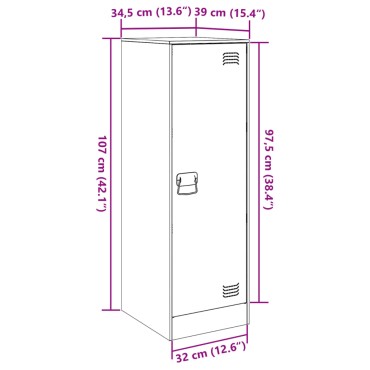 vidaXL Ντουλάπι Μουσταρδί 34,5x39x107cm από Ατσάλι 1 τεμ.