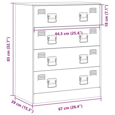 vidaXL Ντουλάπι Πράσινο Λαδί 67x39x83cm από Ατσάλι 1 τεμ.
