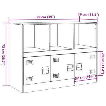 vidaXL Μπουφές Λευκός 99x39x73cm από Ατσάλι 1 τεμ.