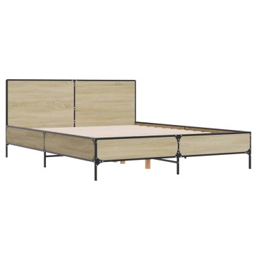 vidaXL Πλαίσιο Κρεβατιού Sonoma Δρυς 160x200 εκ. Επεξ. Ξύλο & Μέταλλο