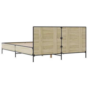 vidaXL Πλαίσιο Κρεβατιού Sonoma Δρυς 160x200 εκ. Επεξ. Ξύλο & Μέταλλο
