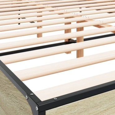 vidaXL Πλαίσιο Κρεβατιού Sonoma Δρυς 160x200 εκ. Επεξ. Ξύλο & Μέταλλο
