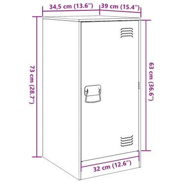 vidaXL Ντουλάπι Πράσινο Λαδί 34,5x39x73cm από Ατσάλι 1 τεμ.