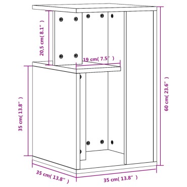 vidaXL Βοηθητικό Τραπέζι Καπνιστή Δρυς 35x35x60cm Επεξεργασμένο Ξύλο