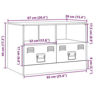 vidaXL Έπιπλο Τηλεόρασης Πράσινο Λαδί 67x39x44cm από Ατσάλι