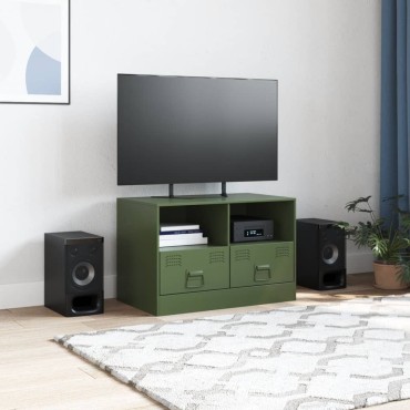 vidaXL Έπιπλο Τηλεόρασης Πράσινο Λαδί 67x39x44cm από Ατσάλι