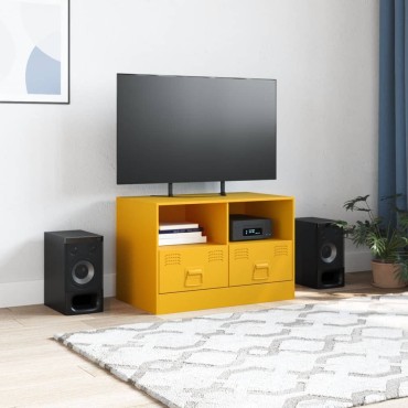 vidaXL Έπιπλο Τηλεόρασης Μουσταρδί Κίτρινο 67x39x44cm από Ατσάλι