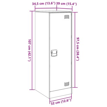 vidaXL Ντουλάπι Πράσινο Λαδί 34,5x39x107cm από Ατσάλι 1 τεμ.