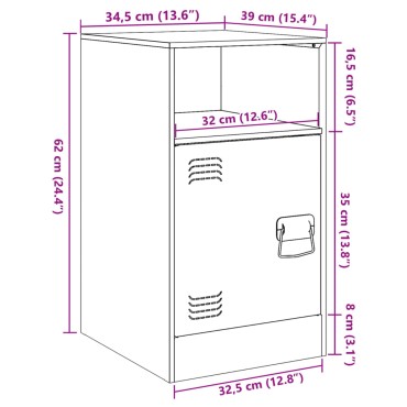 vidaXL Κομοδίνα 2 τεμ. Μουσταρδί 34,5x39x62cm από Χάλυβα