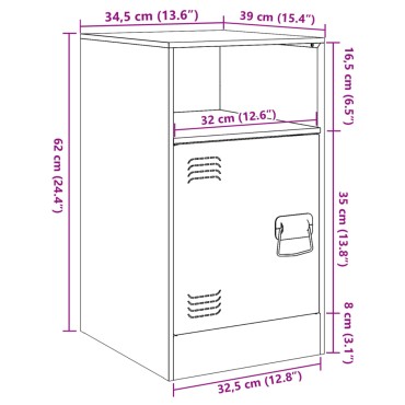 vidaXL Κομοδίνα 2 τεμ. Μαύρα 34,5x39x62cm από Χάλυβα