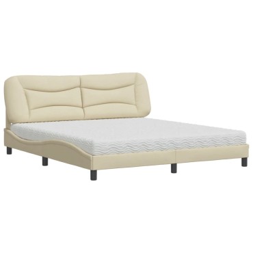 vidaXL Κρεβάτι Κρεμ 180x200 εκ. Υφασμάτινο
