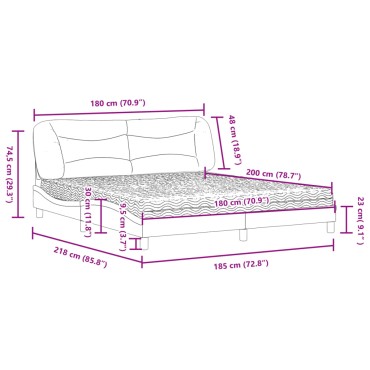 vidaXL Κρεβάτι Κρεμ 180x200 εκ. Υφασμάτινο