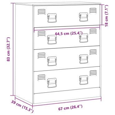 vidaXL Ντουλάπι Μουσταρδί 67x39x83cm από Ατσάλι 1 τεμ.