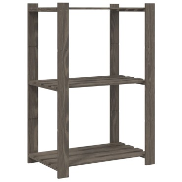vidaXL Ραφιέρα με 3 Ράφια Γκρι 60x38x90cm Μασίφ Ξύλο Πεύκου 1 τεμ.