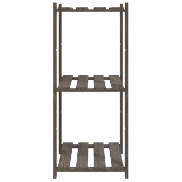 vidaXL Ραφιέρα με 3 Ράφια Γκρι 60 x 38 x 90 εκ. Μασίφ Ξύλο Πεύκου