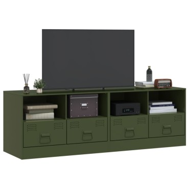 vidaXL Έπιπλα Τηλεόρασης 2 τεμ. Πράσινο Λαδί 67x39x44cm από Χάλυβα