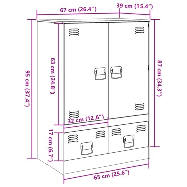 vidaXL Ντουλάπι Ανθρακί 67x39x95cm από Ατσάλι 1 τεμ.