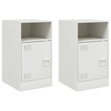 vidaXL Κομοδίνα 2 τεμ. Λευκό 34,5x39x62cm από Χάλυβα
