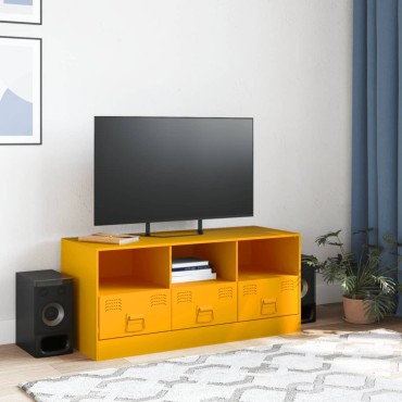 vidaXL Έπιπλο Τηλεόρασης Μουσταρδί Κίτρινο 99x39x44cm από Ατσάλι