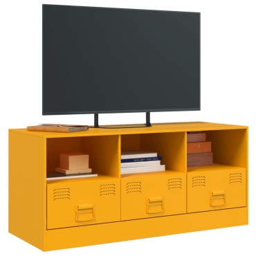 vidaXL Έπιπλο Τηλεόρασης Μουσταρδί Κίτρινο 99x39x44cm από Ατσάλι