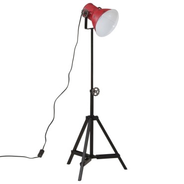 vidaXL Φωτιστικό Δαπέδου 25 W Αντικέ Κόκκινο 35x35x65/95 εκ. Ε27