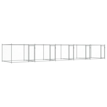 vidaXL Κλουβί Σκύλου με Πόρτες Γκρι 10x2x1,5 μ. Γαλβανισμένος Χάλυβας