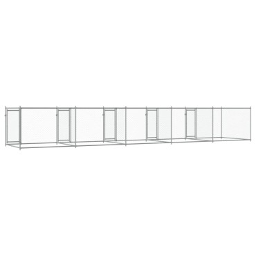 vidaXL Κλουβί Σκύλου με Πόρτες Γκρι 10x2x1,5 μ. Γαλβανισμένος Χάλυβας