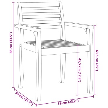 vidaXL Καρέκλες Κήπου 8 τεμ. 59x55x85cm από Μασίφ Ξύλο Ακακίας